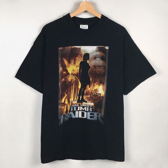 Vintage 2001 Lara Croft Tomb Raider Movie Promo T Shirt Video Game Graphic Tee - Picture 1 of 16